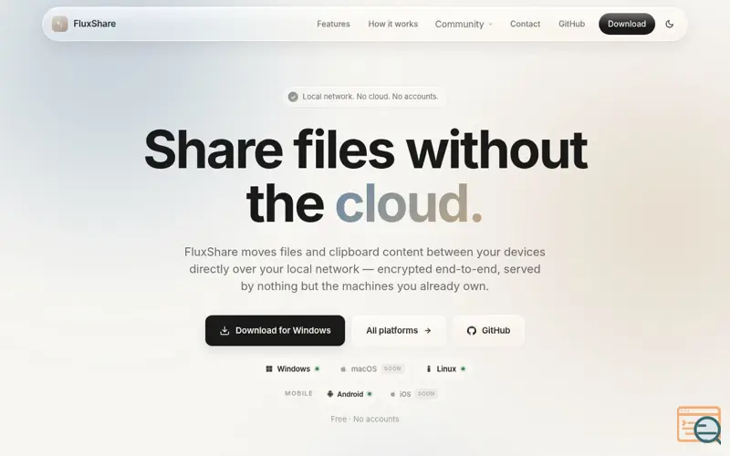 Screenshot of FluxShare: Local File Transfer