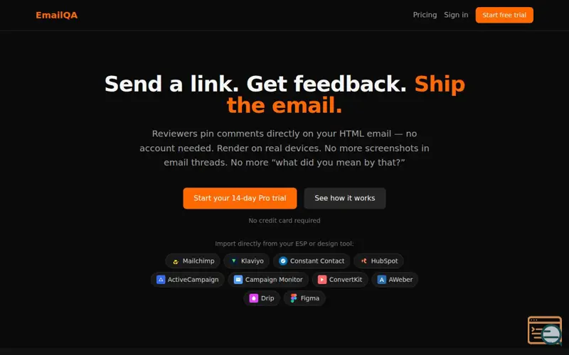 Screenshot of EmailQA