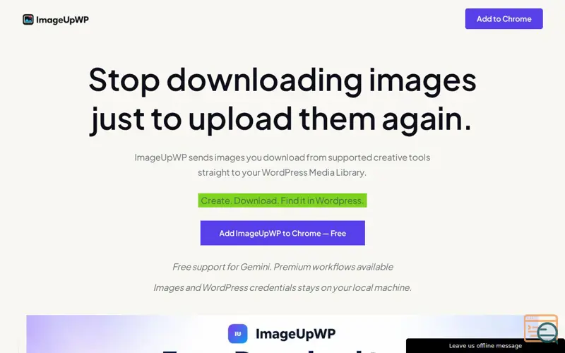 Screenshot of ImageUpWP