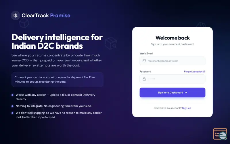 Screenshot of ClearTrack Promise