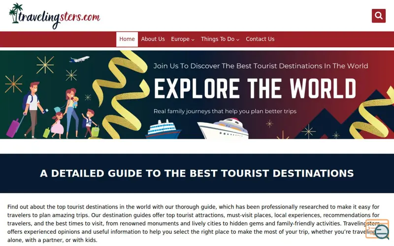 Screenshot of Travelingsters, a launch using amCharts