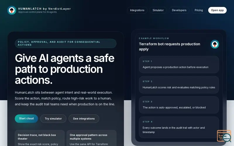 Screenshot of HumanLatch by VerdictLayer