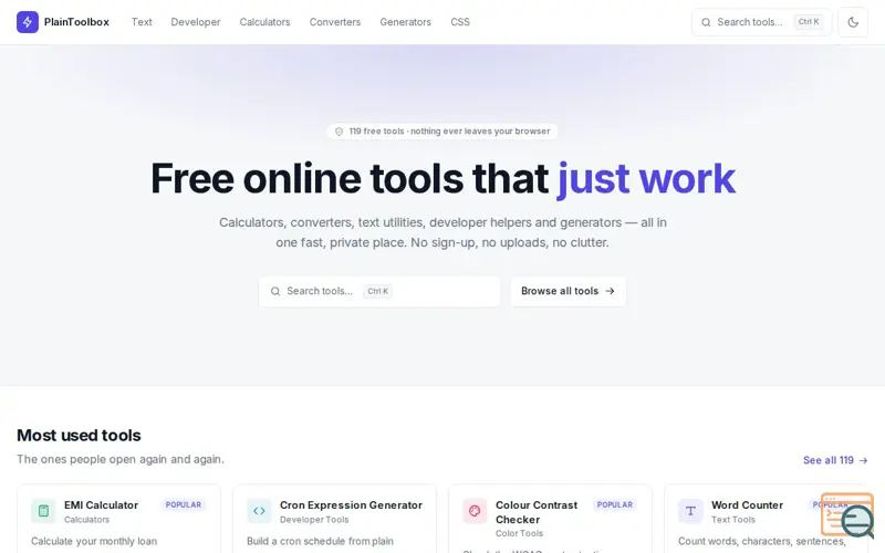Screenshot of PlainToolbox