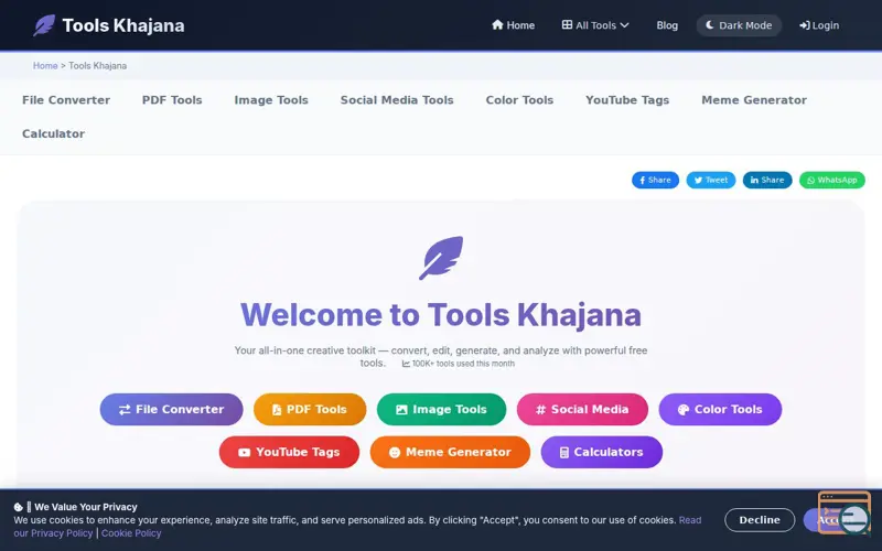 Screenshot of Tools Khajana