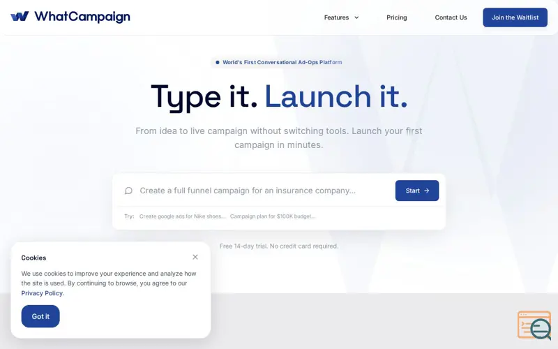Screenshot of WhatCampaign