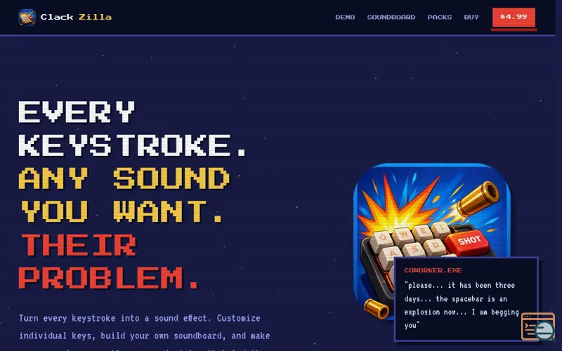 Screenshot of ClackZilla