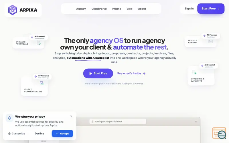 Screenshot of Arpixa