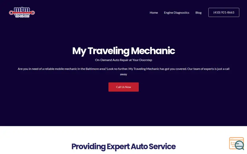 Screenshot of My Traveling Mechanic, a launch using Tripadvisor