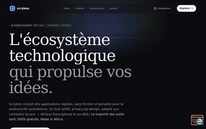 Screenshot of Scryboo - écosystème technologique