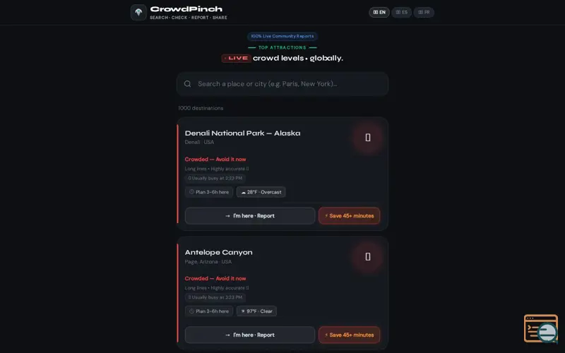Screenshot of CrowdPinch