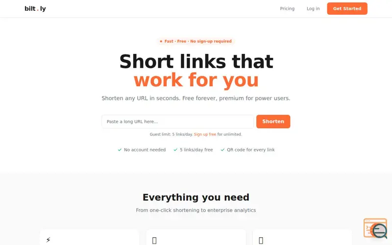 Screenshot of bilt.ly — Fast, Free URL Shortener