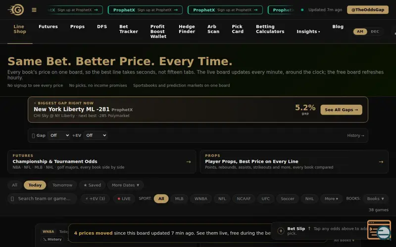 Screenshot of The Odds Gap