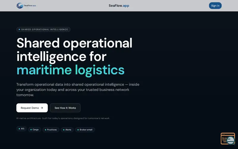 Screenshot of SeaFlow.app - Maritime Intelligence