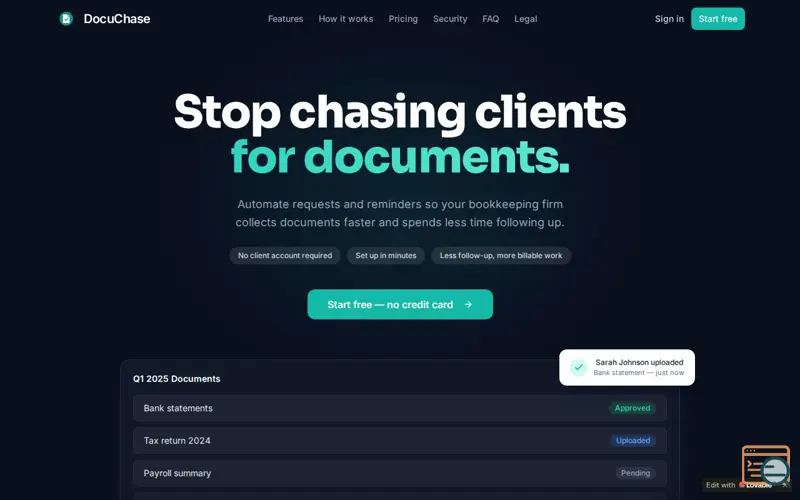 Screenshot of DocuChase