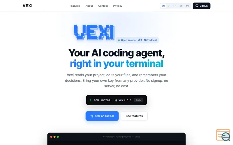 Screenshot of VEXI