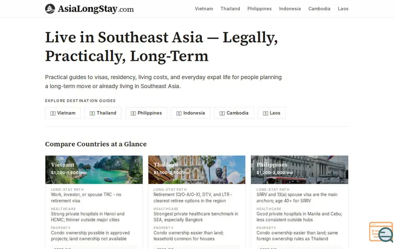 Screenshot of Southeast Asia Residency & Expat Life
