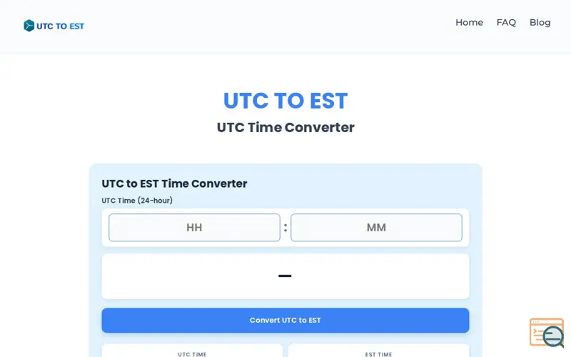Screenshot of UTC to EST Converter