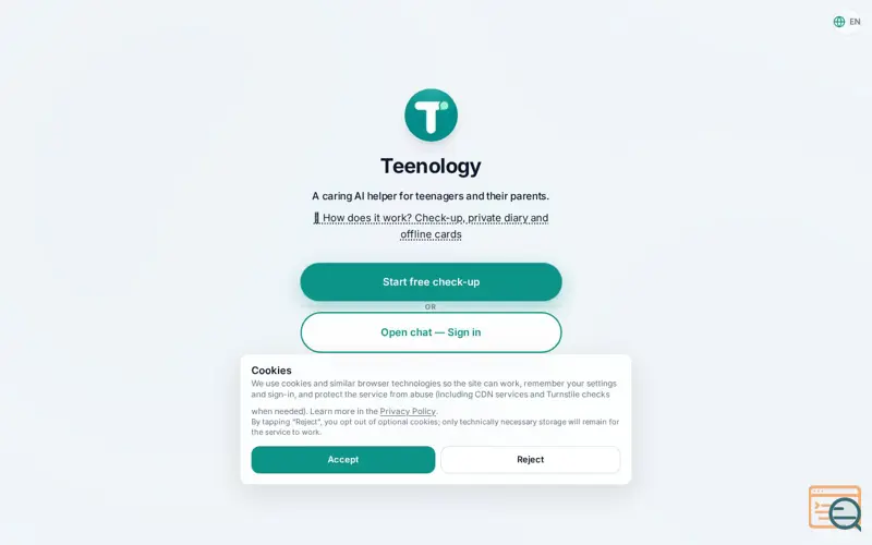 Screenshot of Teenology