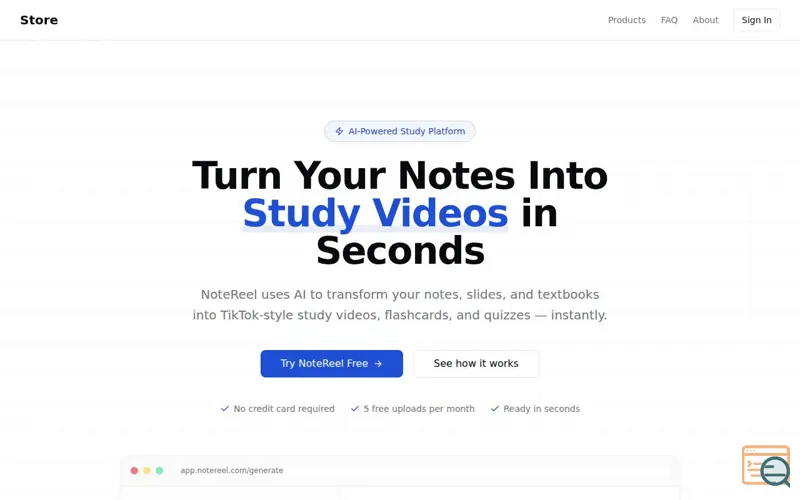 Screenshot of NoteReel