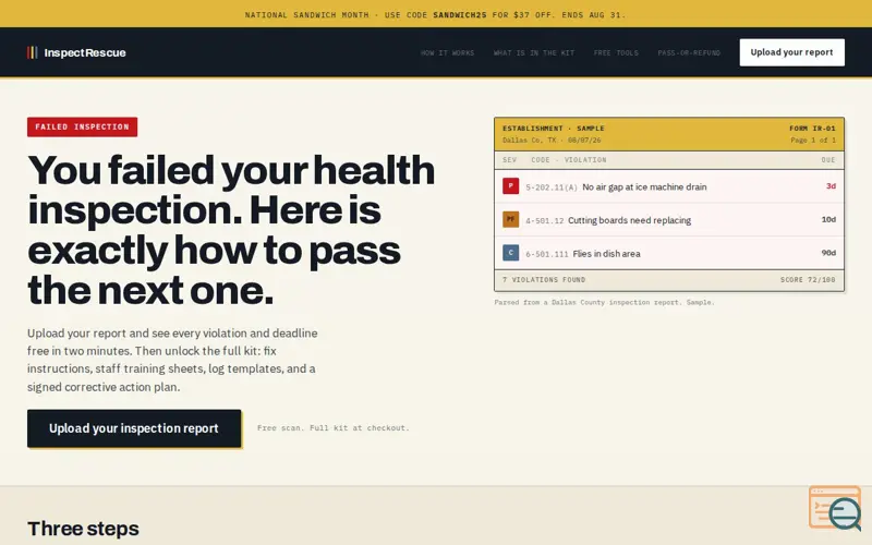 Screenshot of InspectRescue