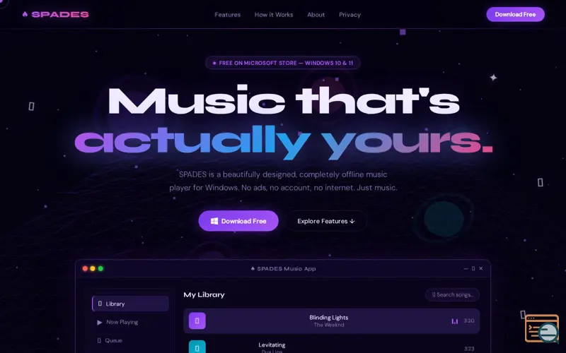 Screenshot of SPADES Music App