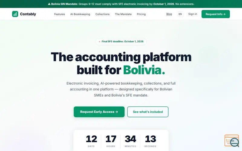 Screenshot of Contably  Accounting & Invoicing, a launch using Warmly