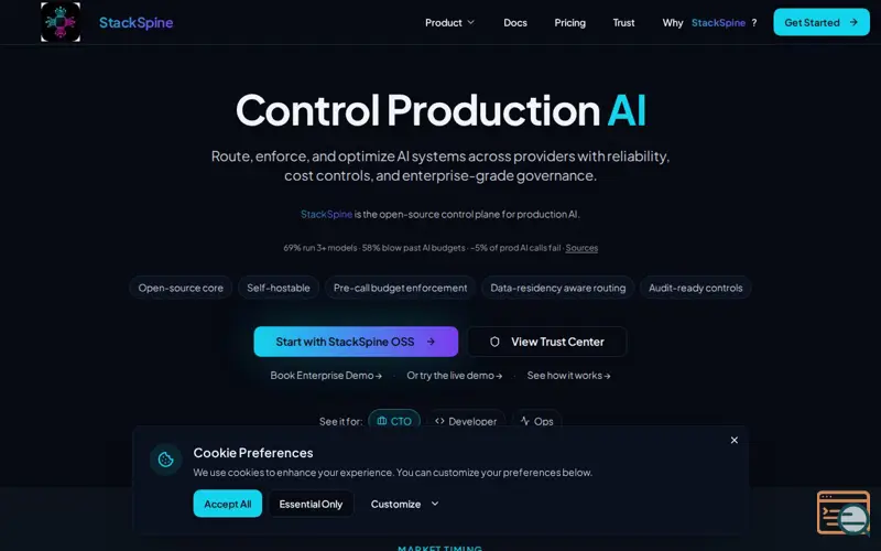 Screenshot of StackSpine