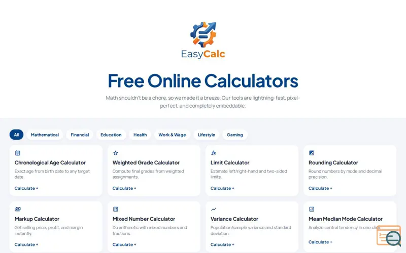 Screenshot of EasyCalc