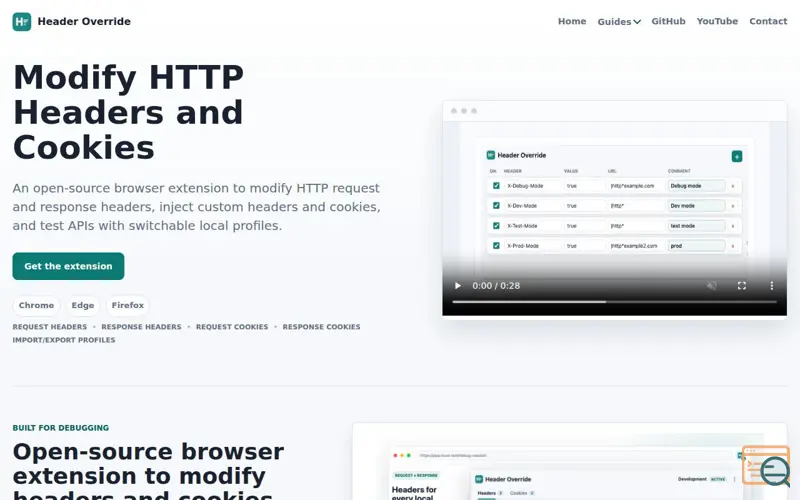 Screenshot of Header Override