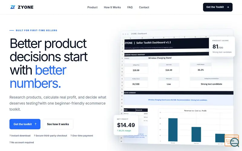Screenshot of ZYONE — Smarter Tools for Beginner Ecommerce Sellers