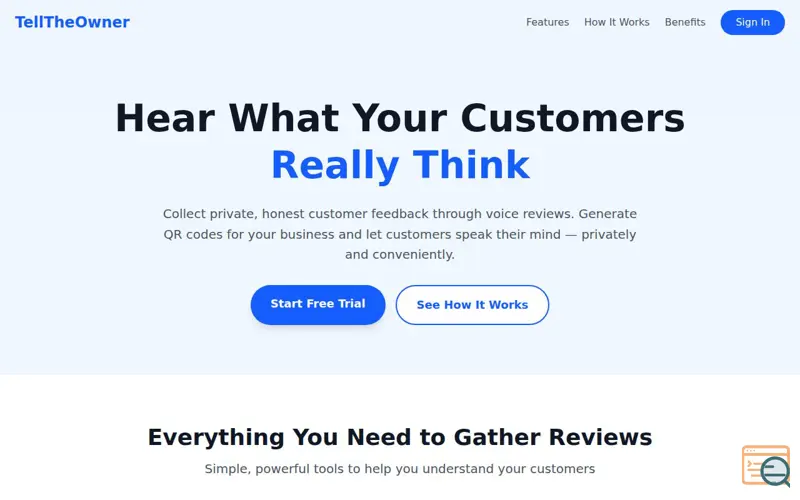 Screenshot of Tell the Owner (TellTheOwner.com)