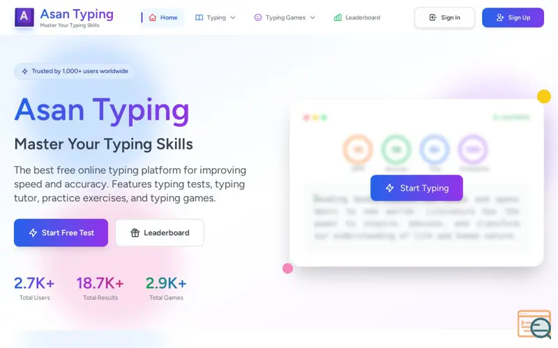 Screenshot of Asan Typing