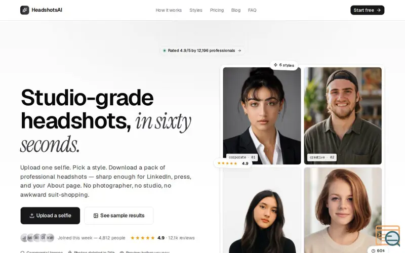 Screenshot of The Headshots AI