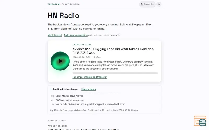 Screenshot of HN Radio