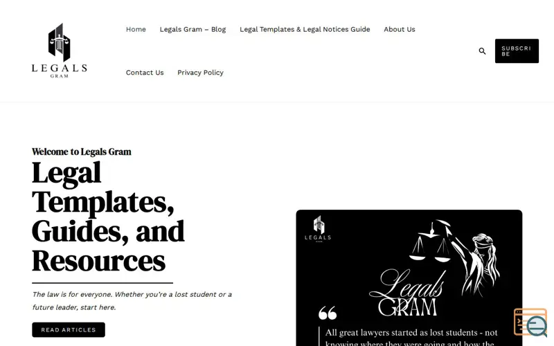 Screenshot of Legals Gram