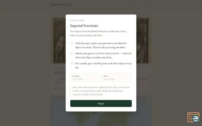 Screenshot of Imperial Souvenirs