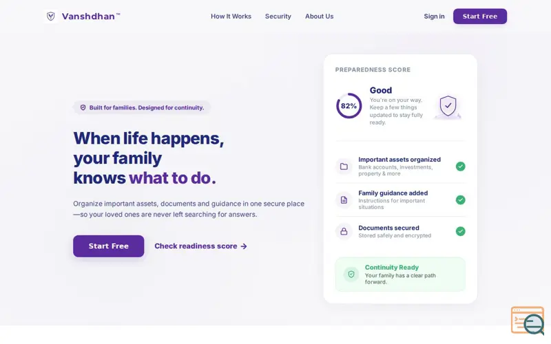 Screenshot of Vanshdhan, a launch using PDF.js