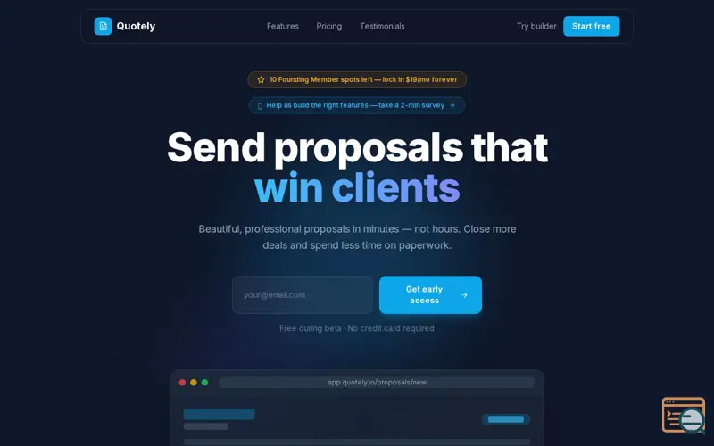 Screenshot of Quotely