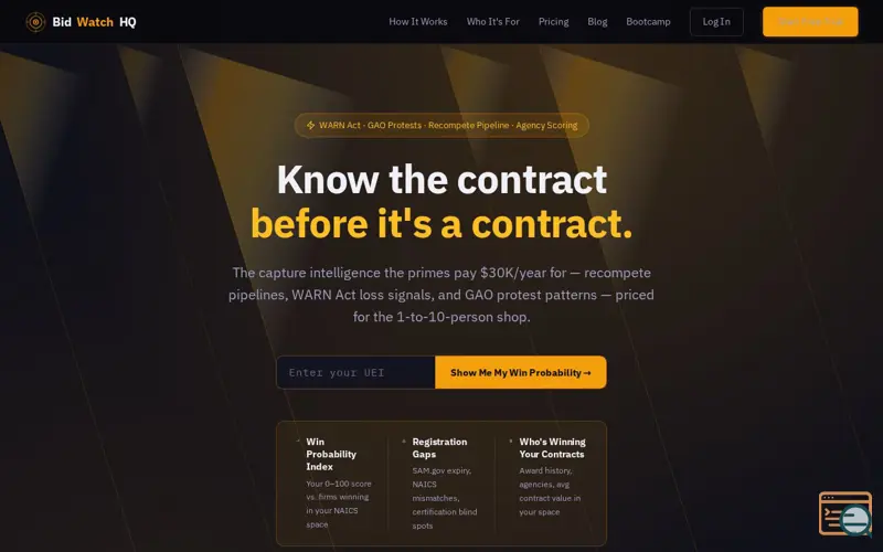 Screenshot of BidWatchHQ
