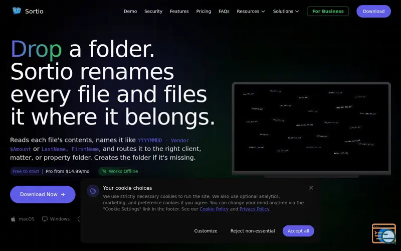 Screenshot of Sortio