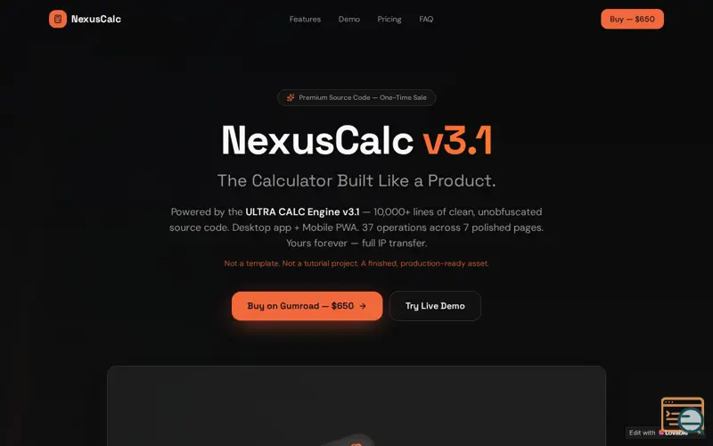 Screenshot of Nexus Calculator
