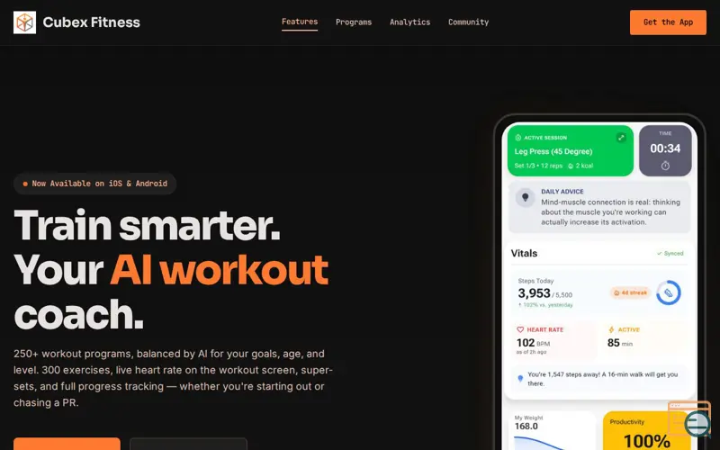Screenshot of Cubex Fitness: AI Coach