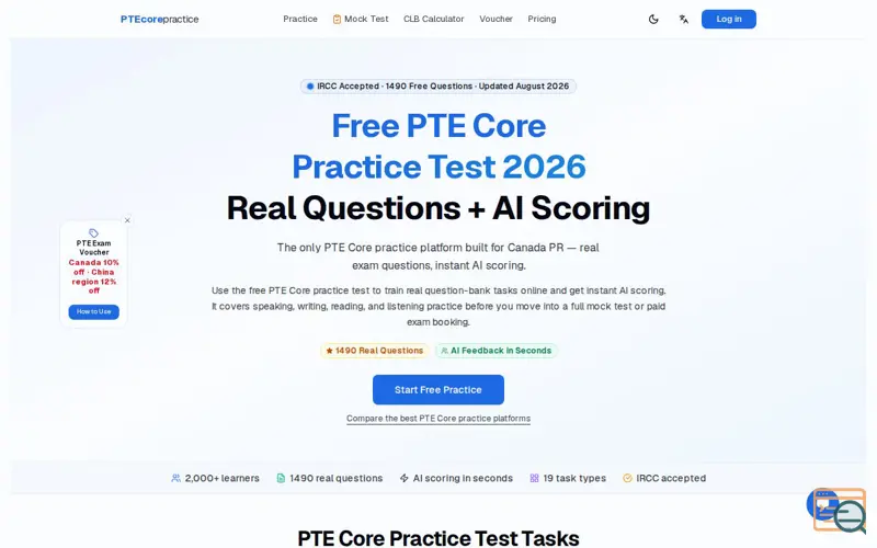 Screenshot of PTE Core Practice