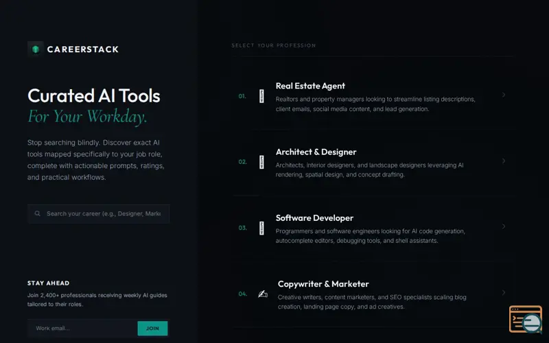 Screenshot of CareerStack