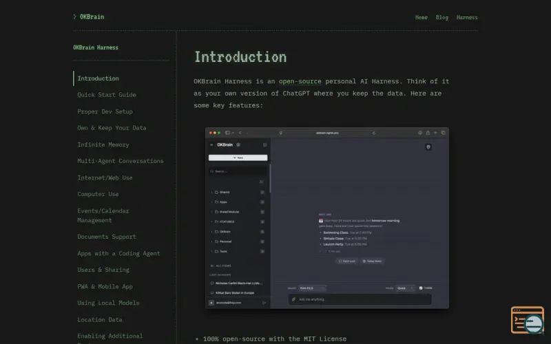 Screenshot of OKBrain Harness, a launch using DNSimple