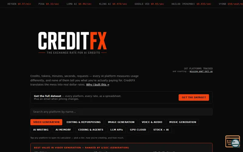 Screenshot of CreditFX