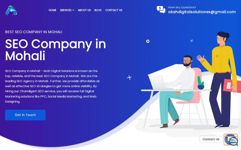Screenshot of SEO Agency in Mohali, a launch using GSAP