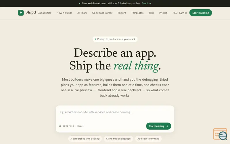 Screenshot of Shipd