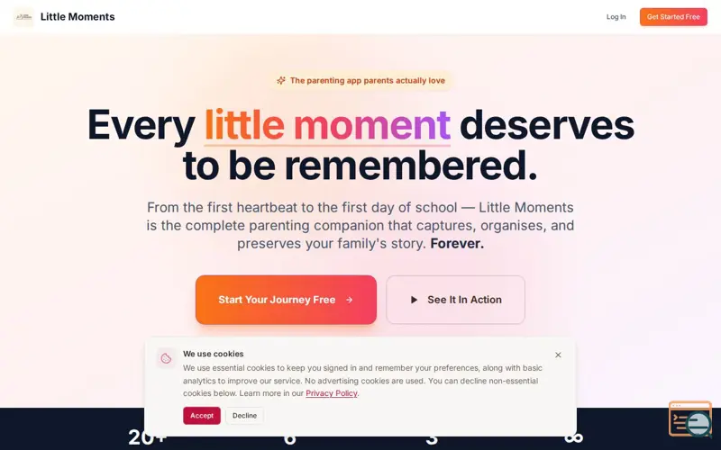 Screenshot of Little Moments Parenting Journey