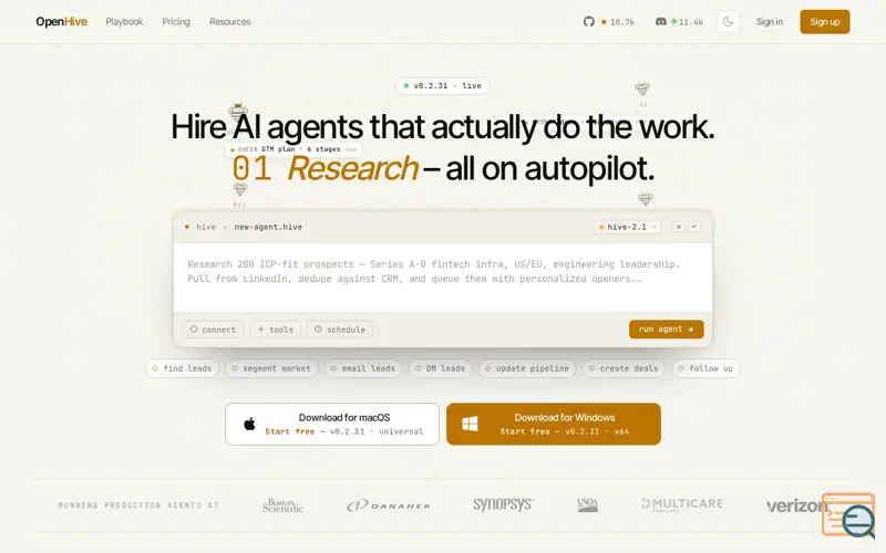 Screenshot of OpenHive